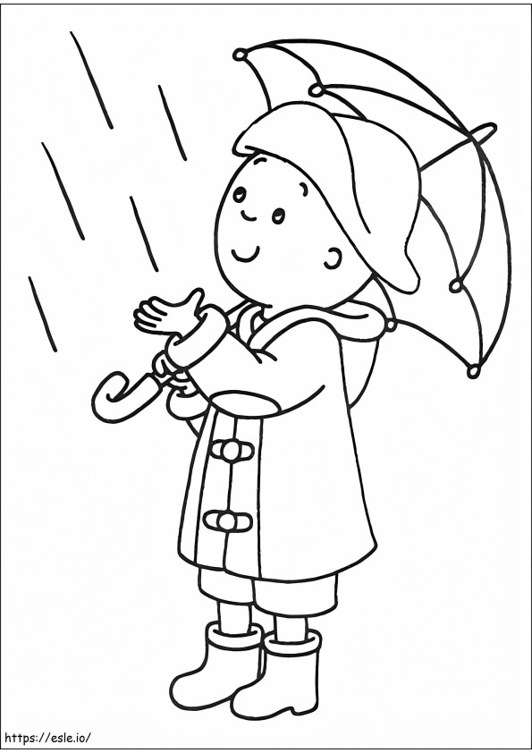 Caillou In The Rain A4 coloring page
