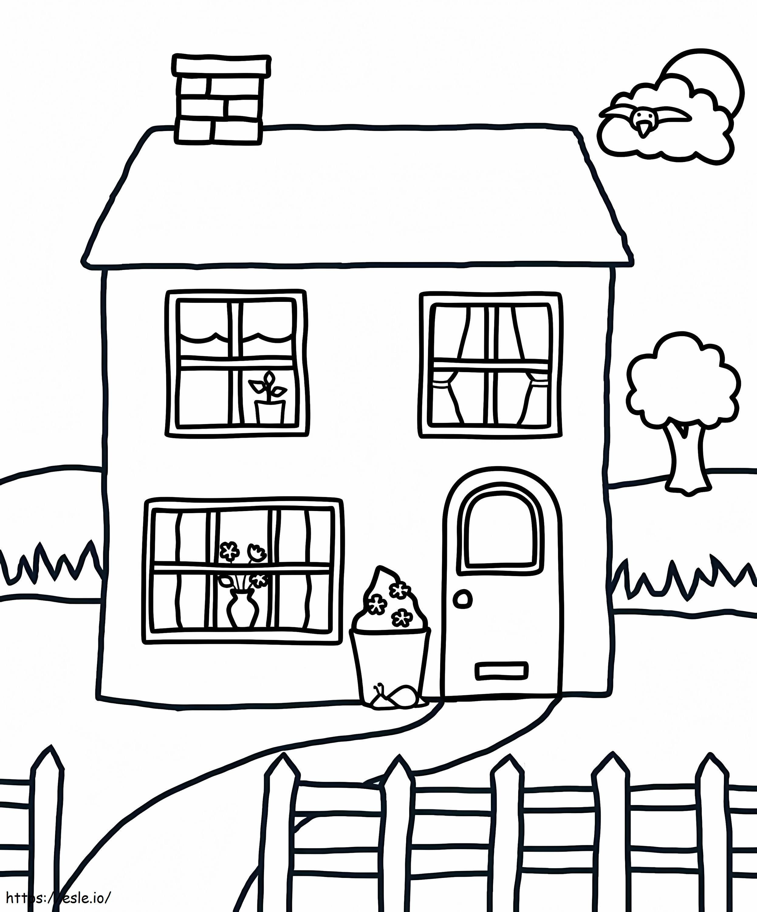 House And Fence coloring page