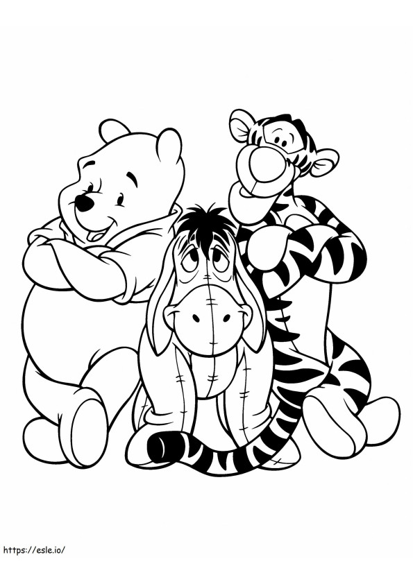 Coloriage Winnie De Pooh et deux amis à imprimer dessin