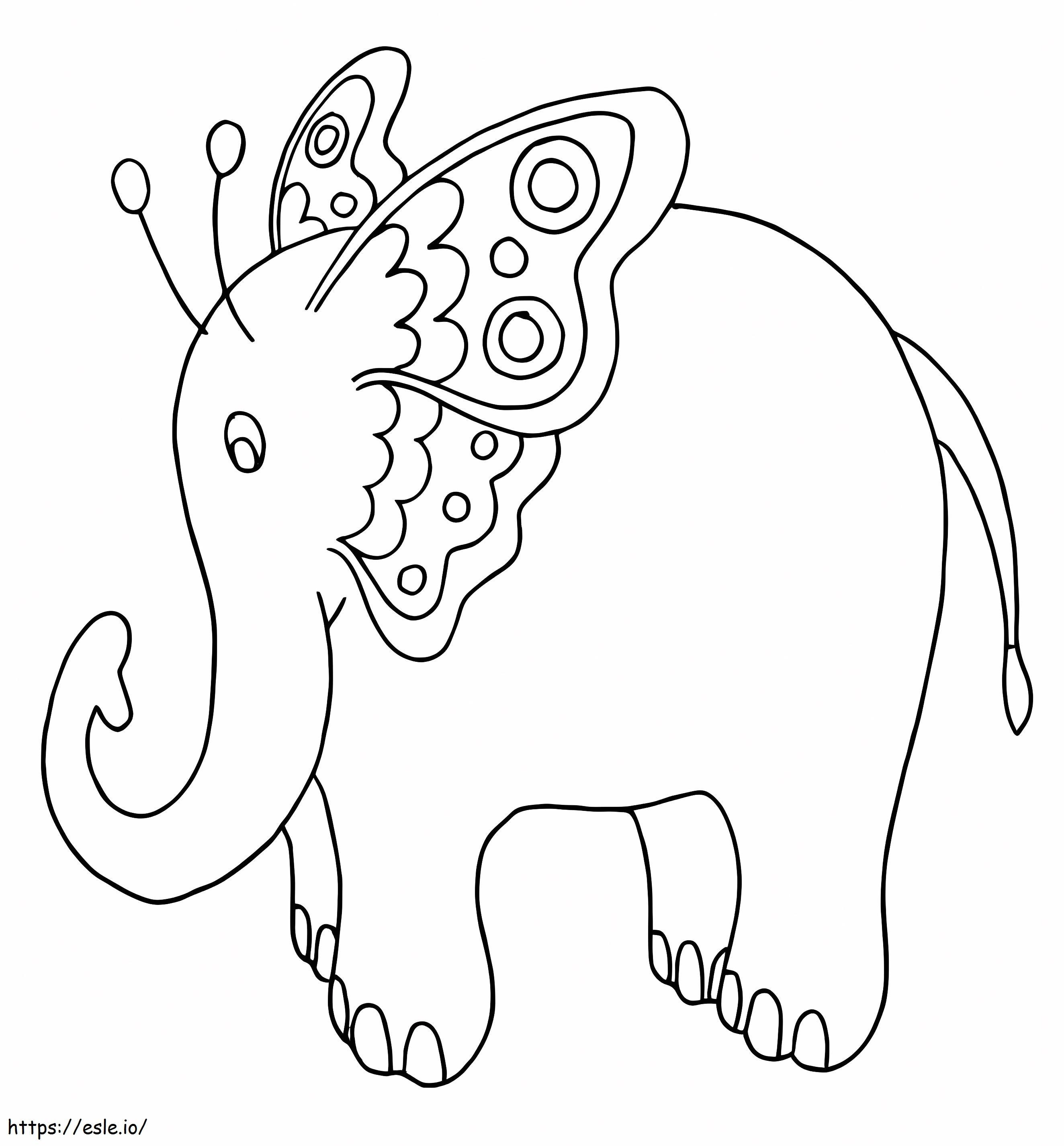 Elefantti Alebrijes värityskuva