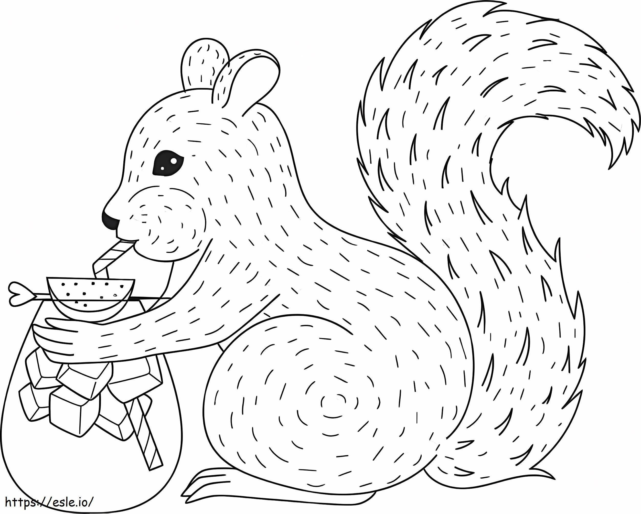 Squirrel Drinking Cocktail coloring page