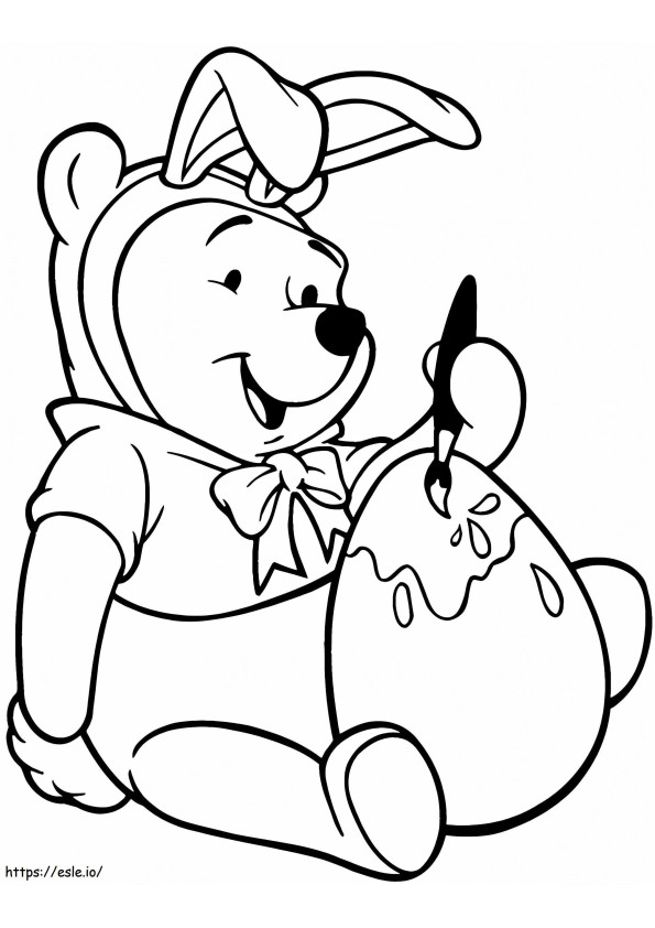 Pooh Coloring Easter Egg A4 coloring page