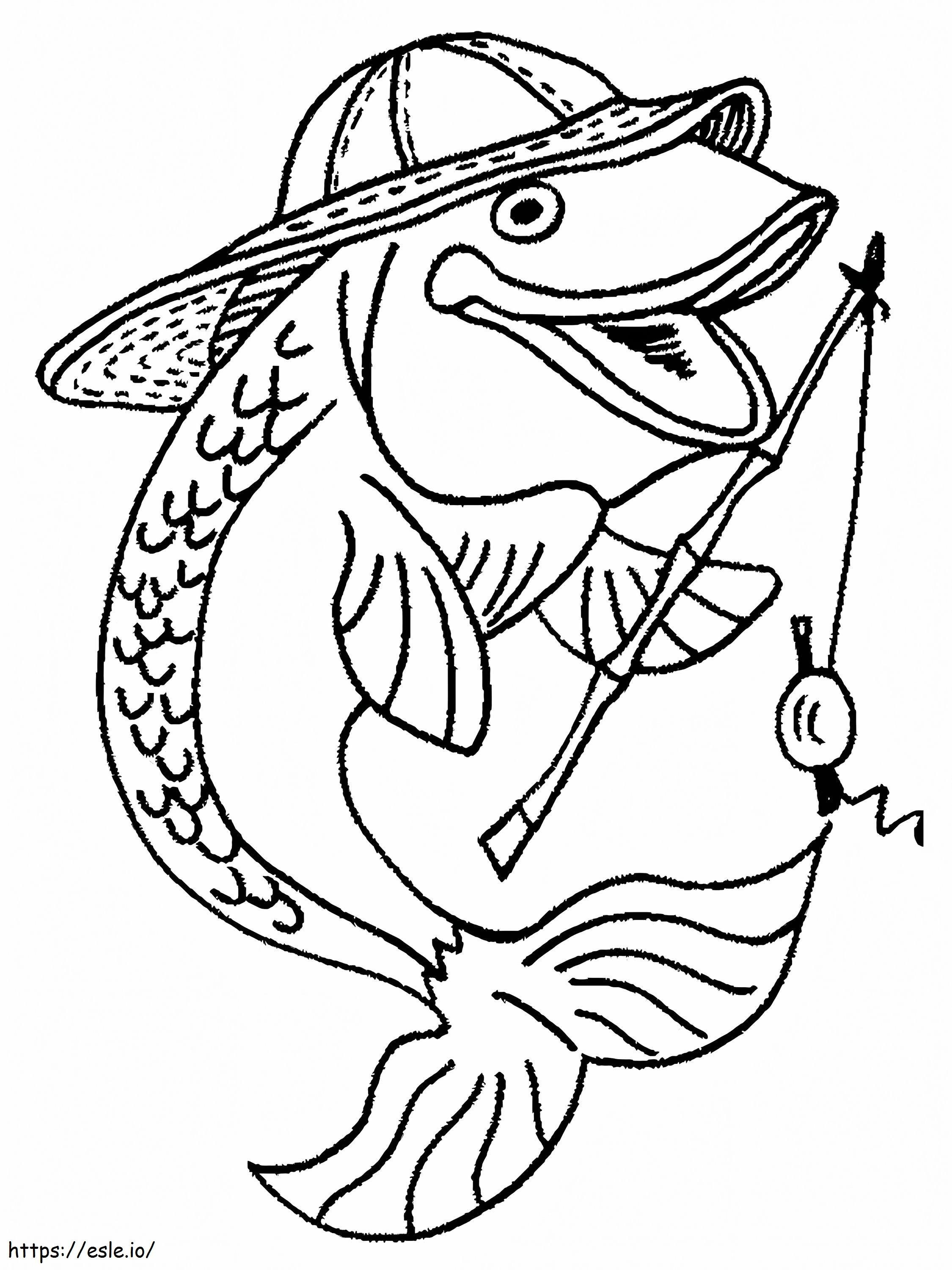 Kalastaja Kala värityskuva