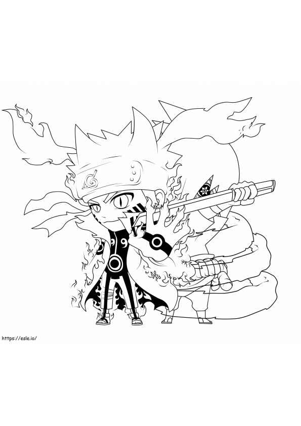 Coloriage  Chibinaruto et Sasukea4 à imprimer dessin