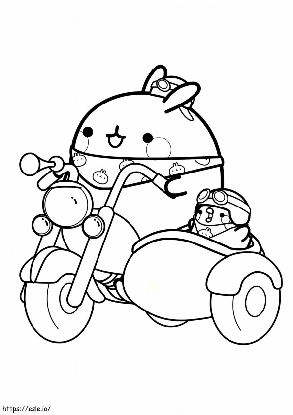 Molang und Piu Piu auf dem Motorrad ausmalbilder