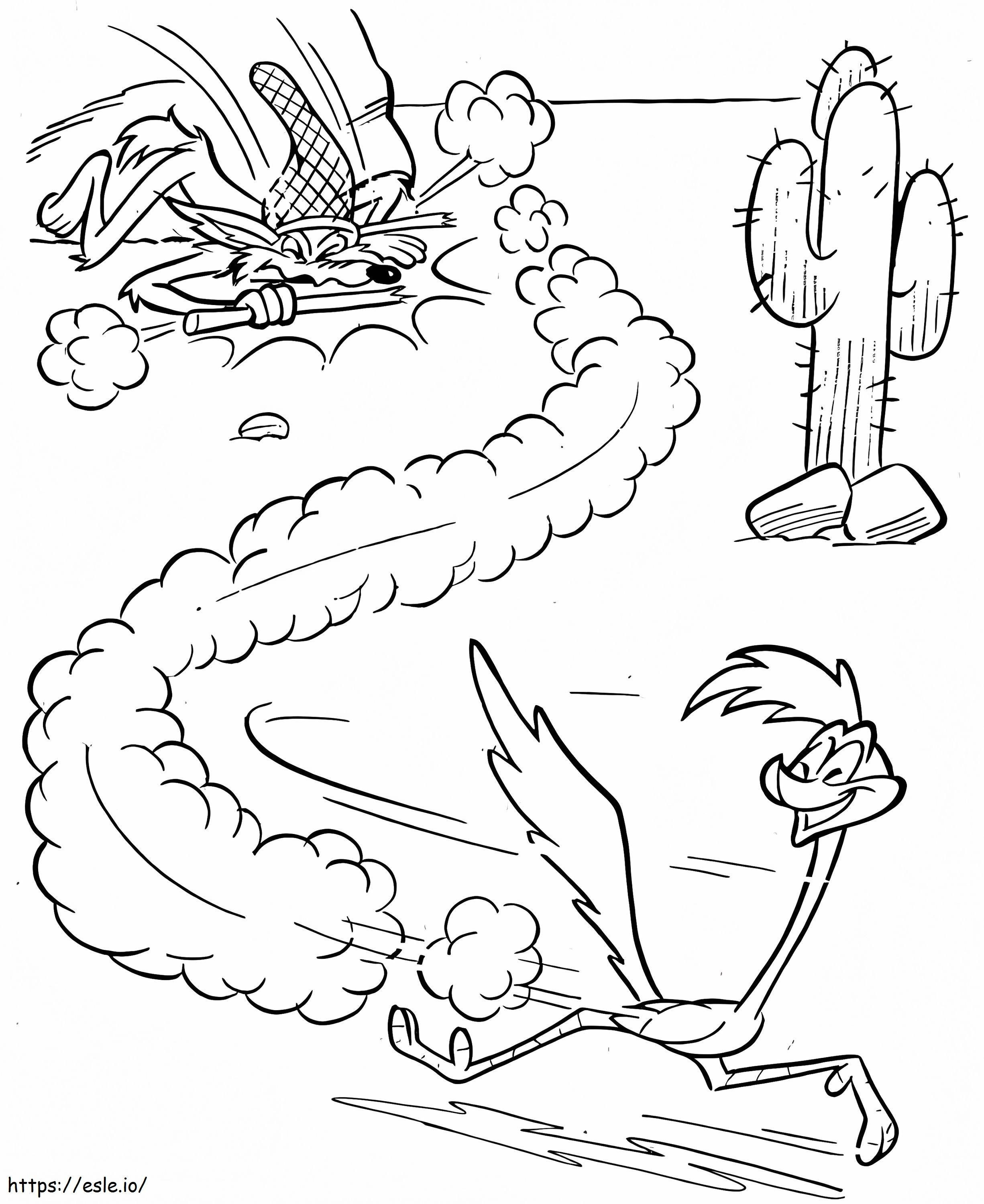 Wolf Chasing Road Runner coloring page