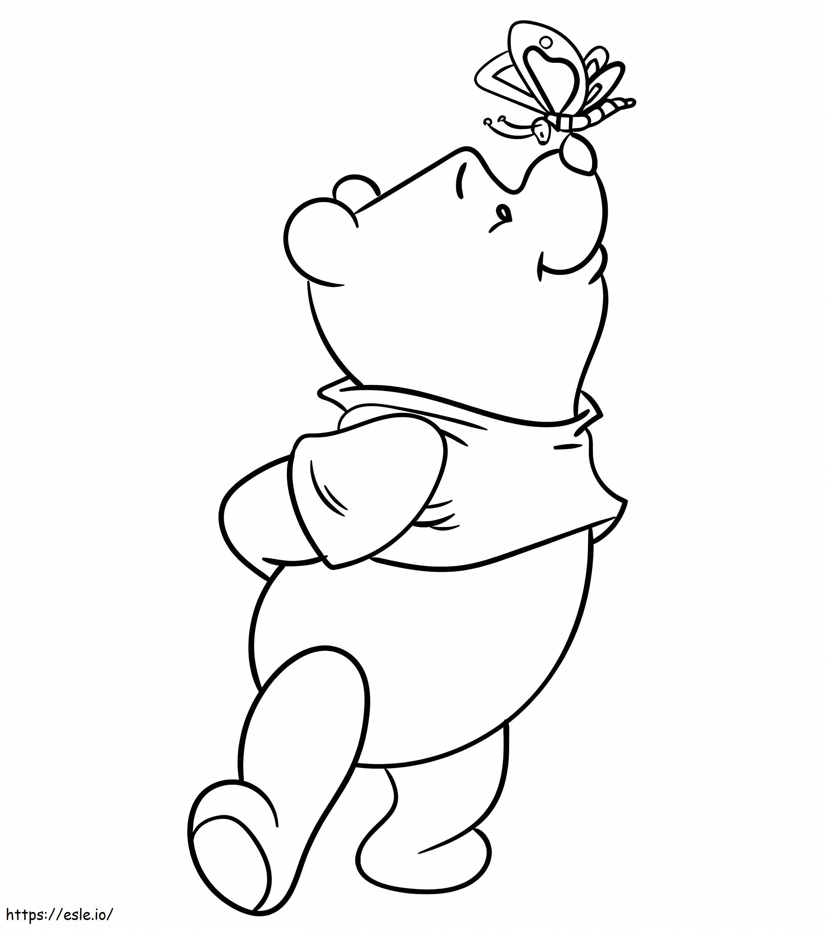 Coloriage Mignon Winnie De Pooh Avec Papillon à imprimer dessin