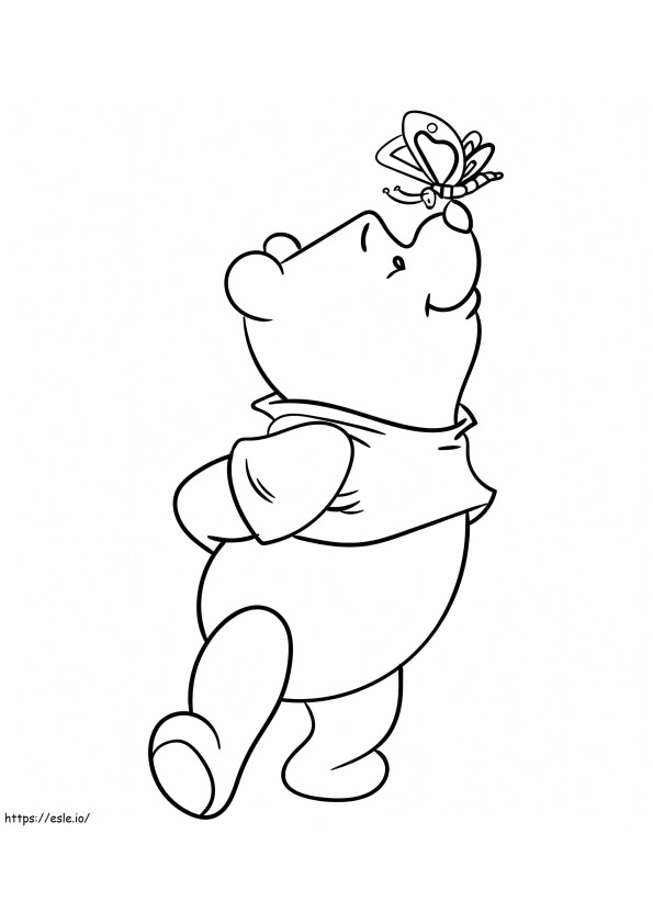 Drăguț Winnie De Pooh cu fluture de colorat