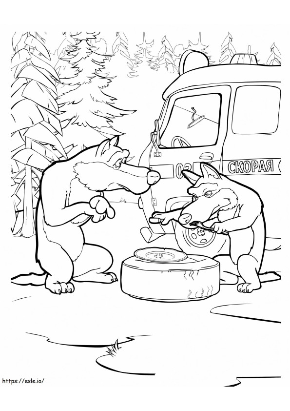Wolves From Masha And The Bear coloring page