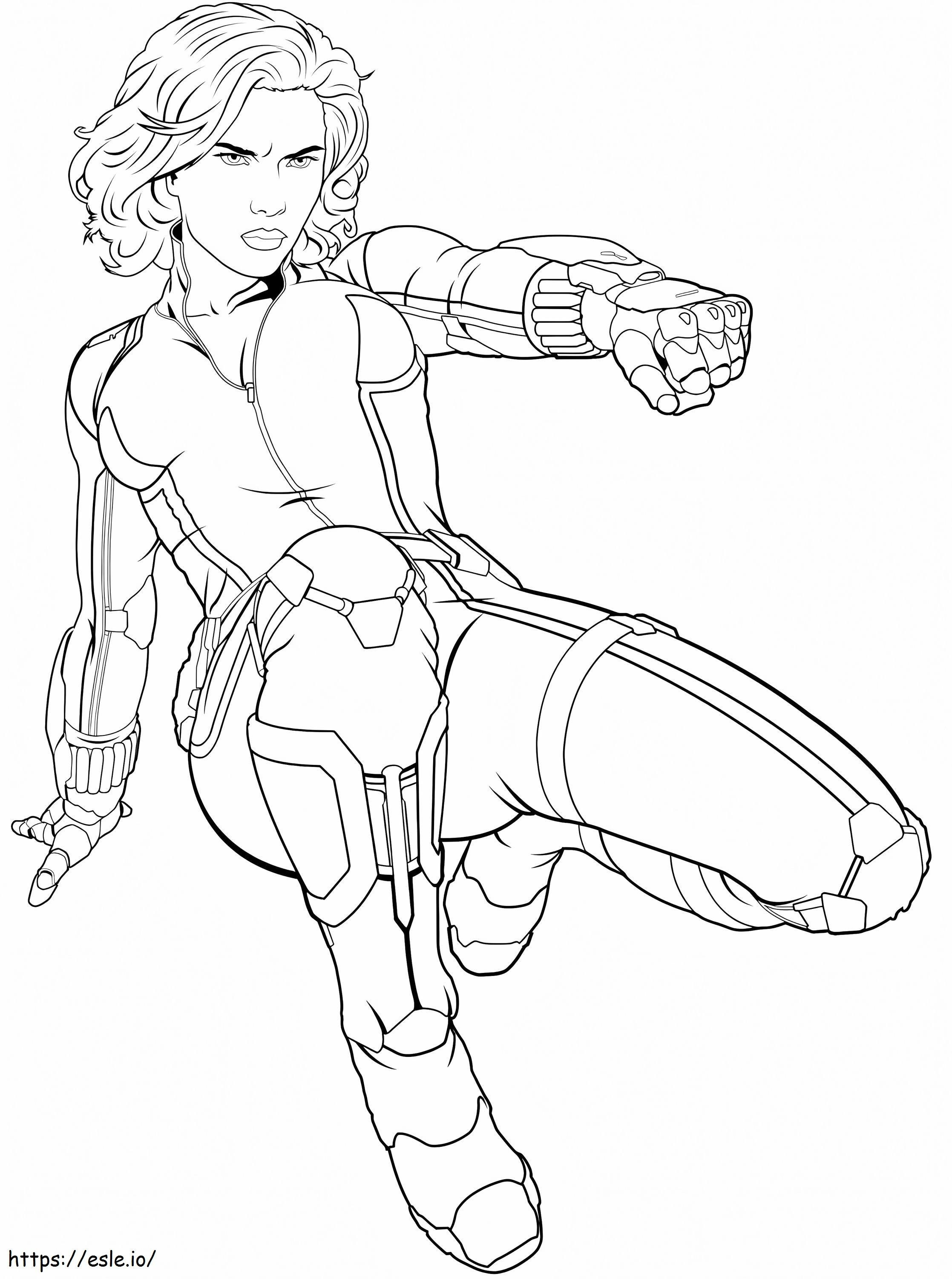 Black Widow In Avengers A4 coloring page