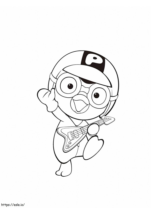 Pororo Playing The Guitar coloring page