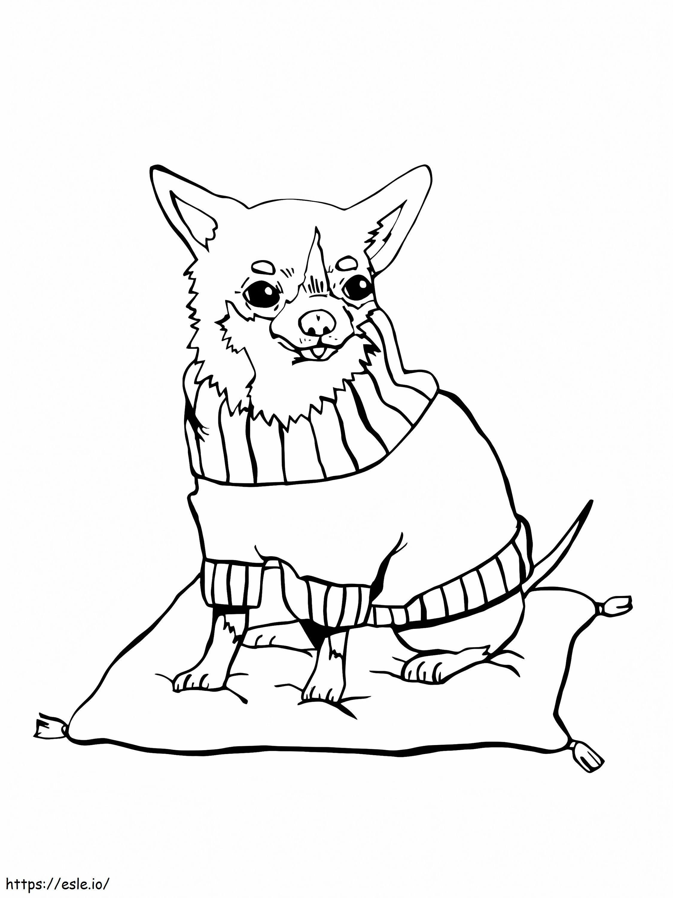 Coloriage Chihuahua sur oreiller à imprimer dessin