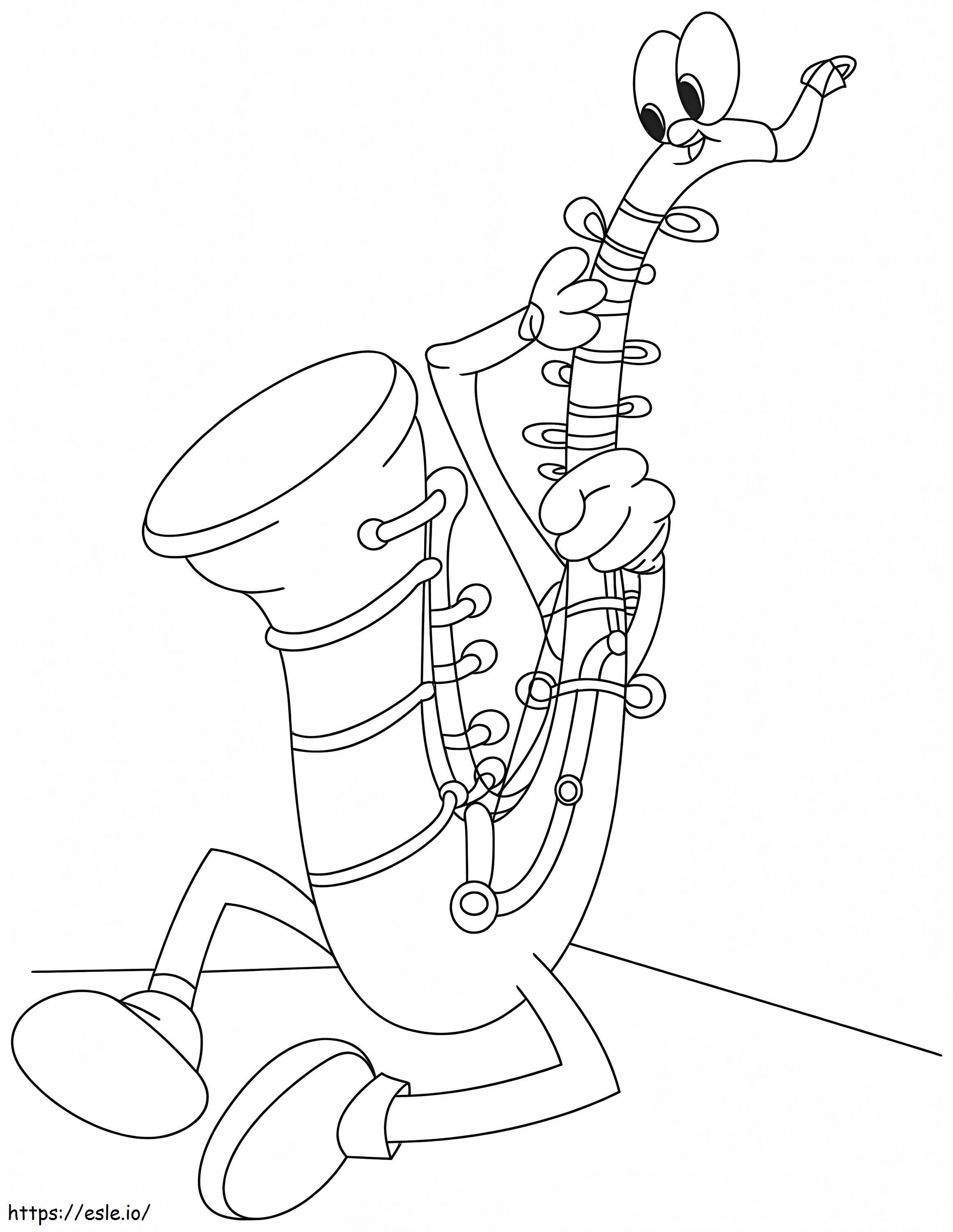 Sassofono dei cartoni animati da colorare
