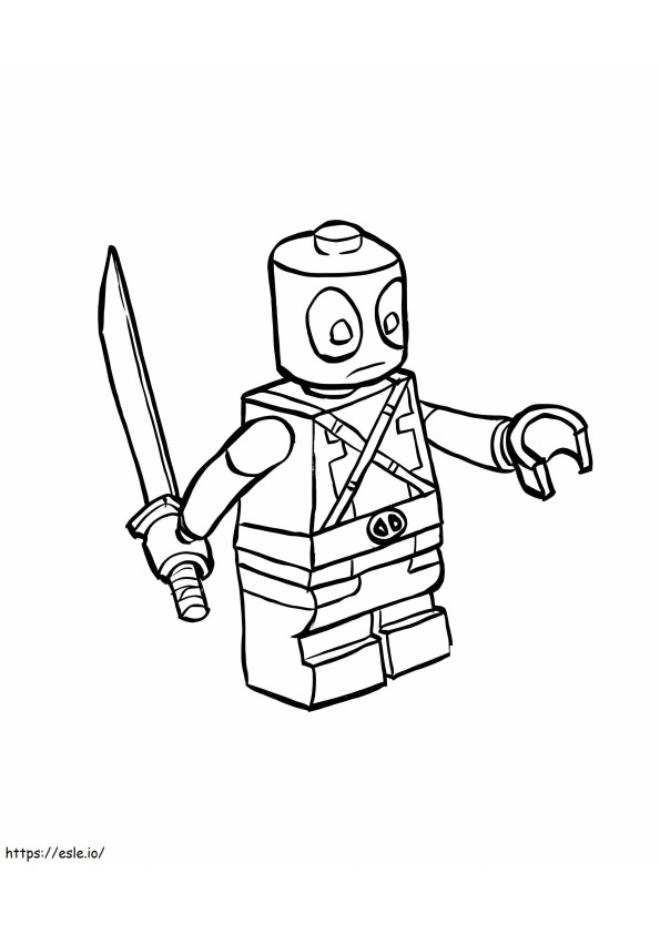 Coloriage Dessin Lego Deadpool tenant une épée à imprimer dessin