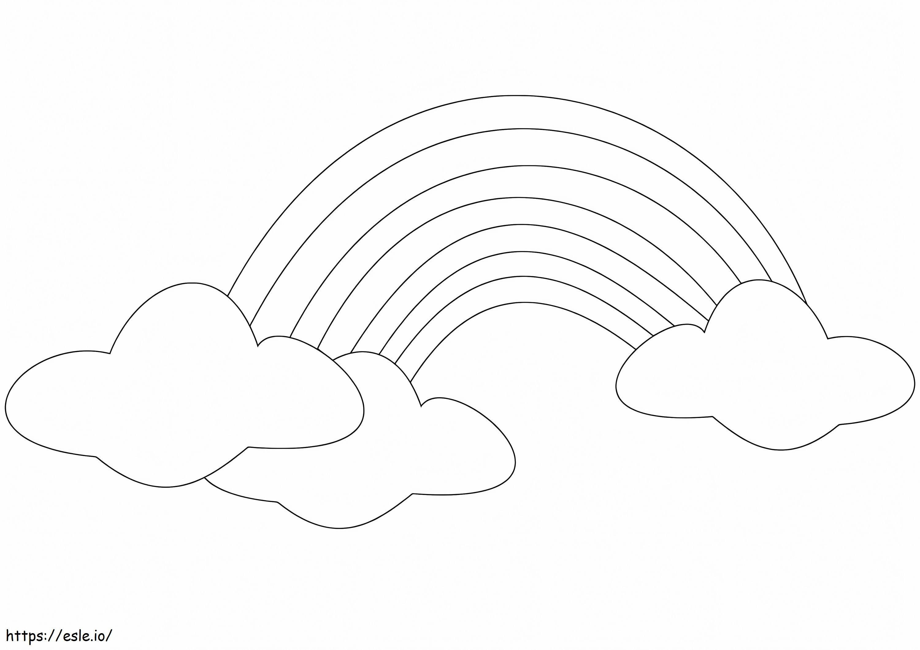 Coloriage Arc-en-ciel et nuages imprimables à imprimer dessin