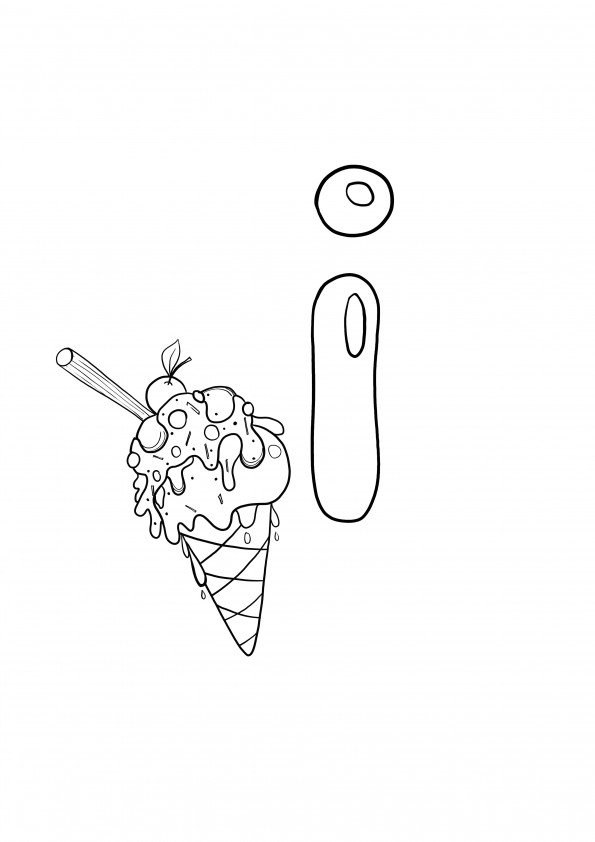 i is for ice cream free printable page