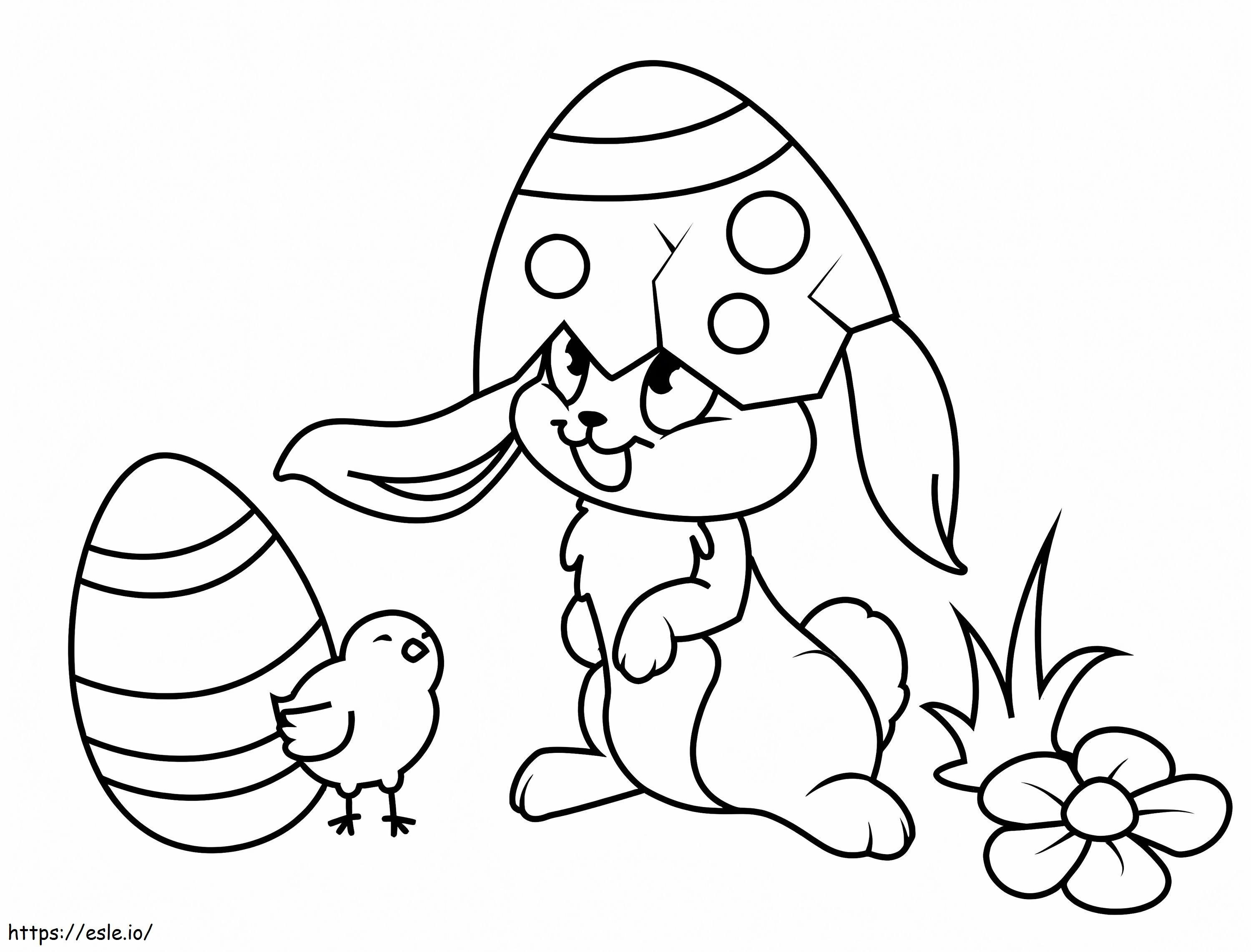 Coniglio di Pasqua divertente da colorare