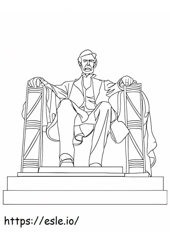 リンカーン記念碑の像 ぬりえ - 塗り絵