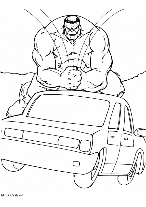 Hulk Smashes Car coloring page