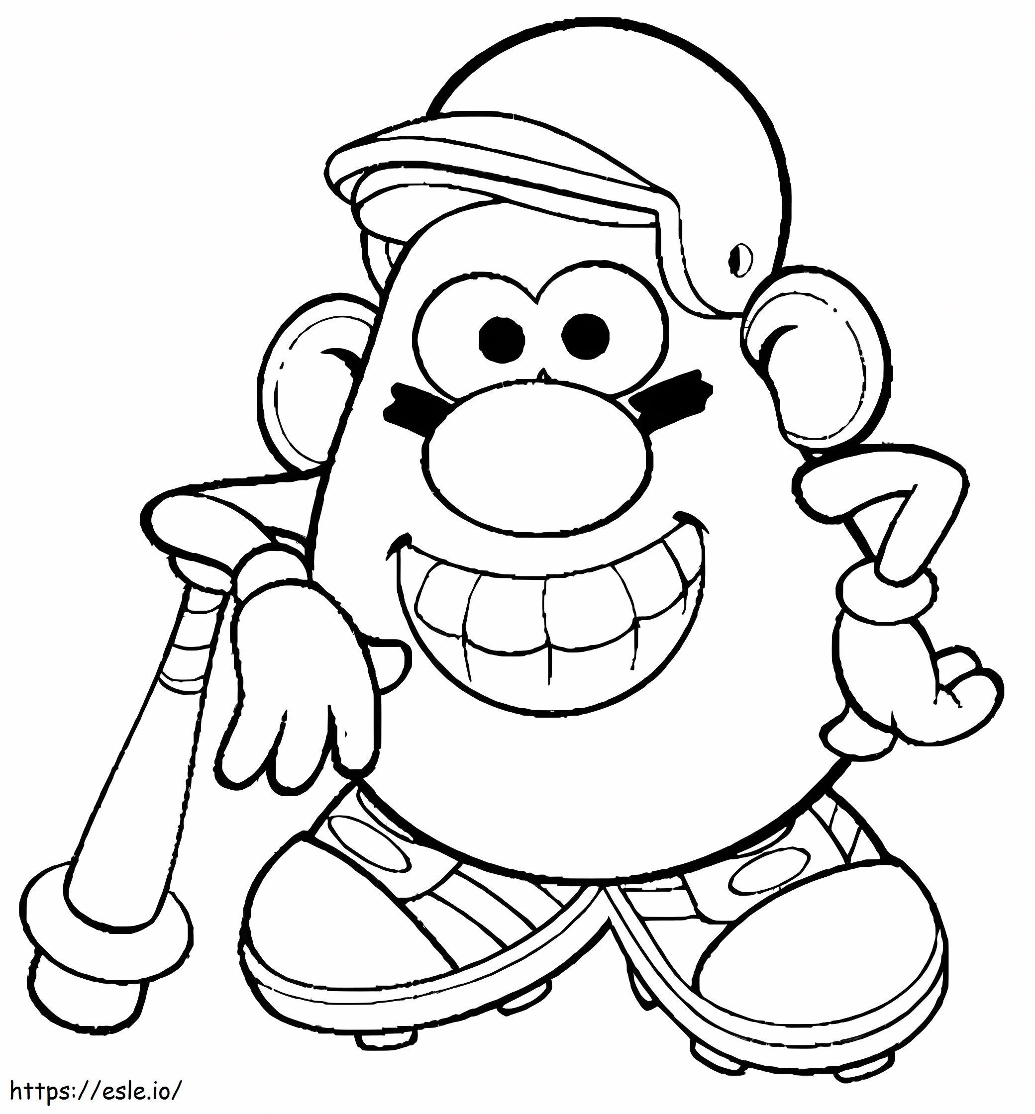 Coloriage M. Potato Head jouant au baseball à imprimer dessin