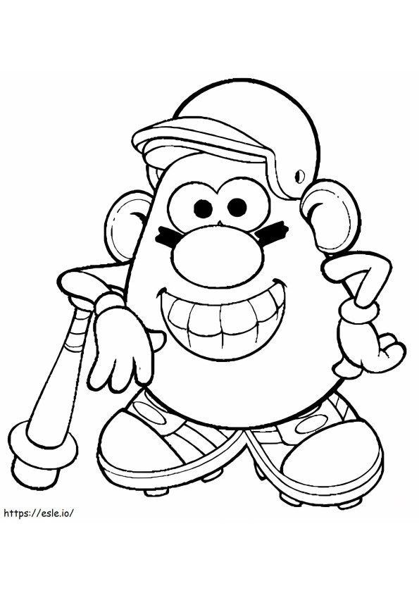 Mr. Potato Head jugando béisbol para colorear