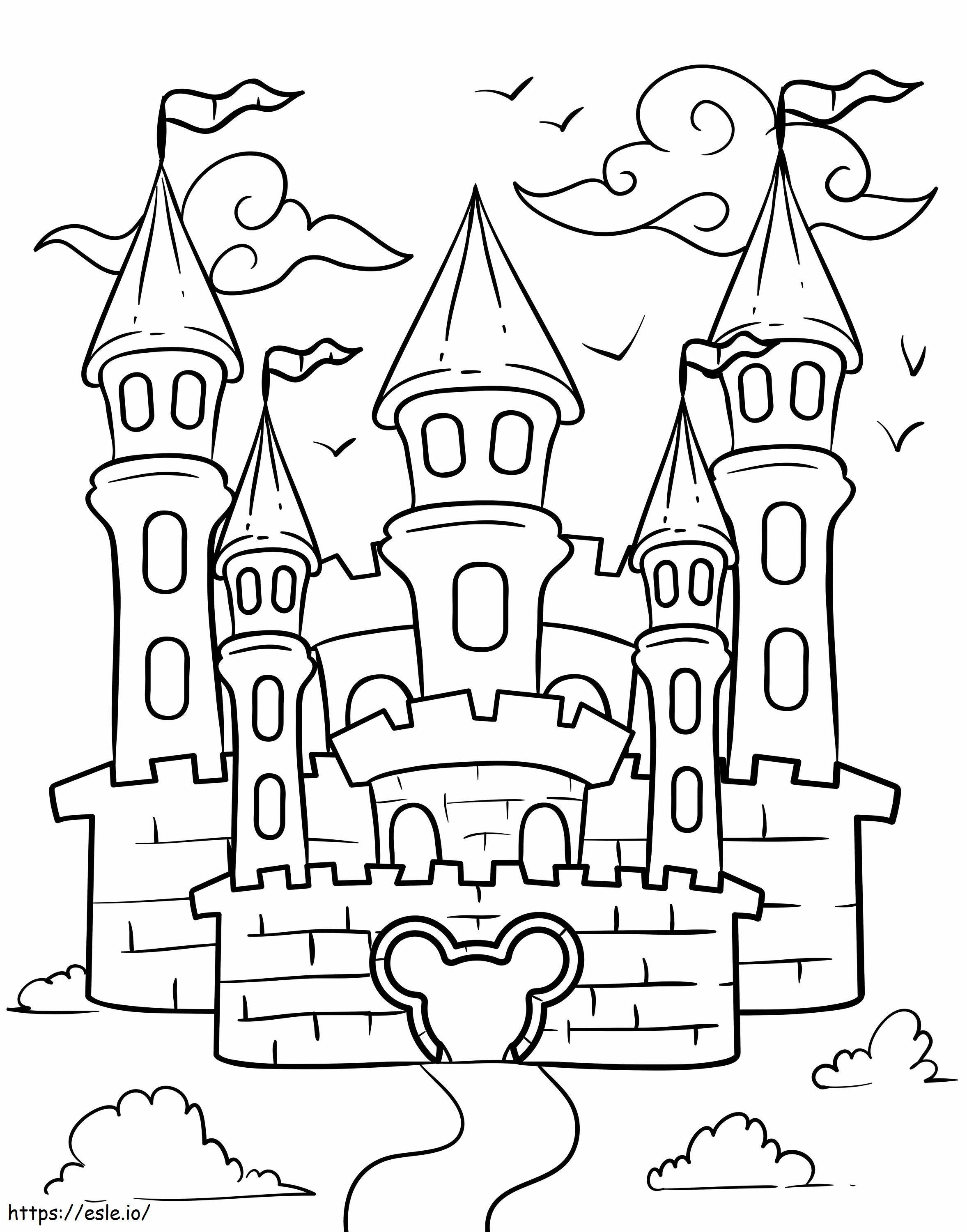 Edifício do castelo da Disney escalado para colorir