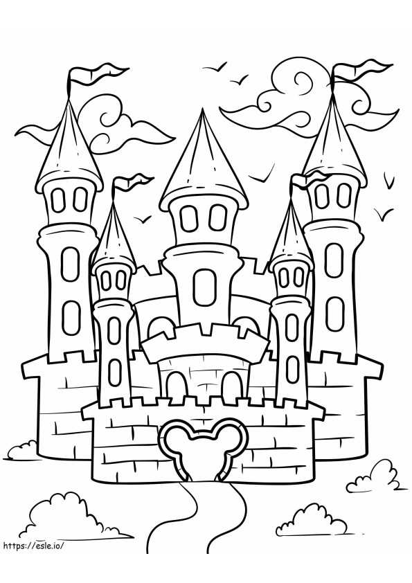 A Disney kastély épülete méretezve kifestő