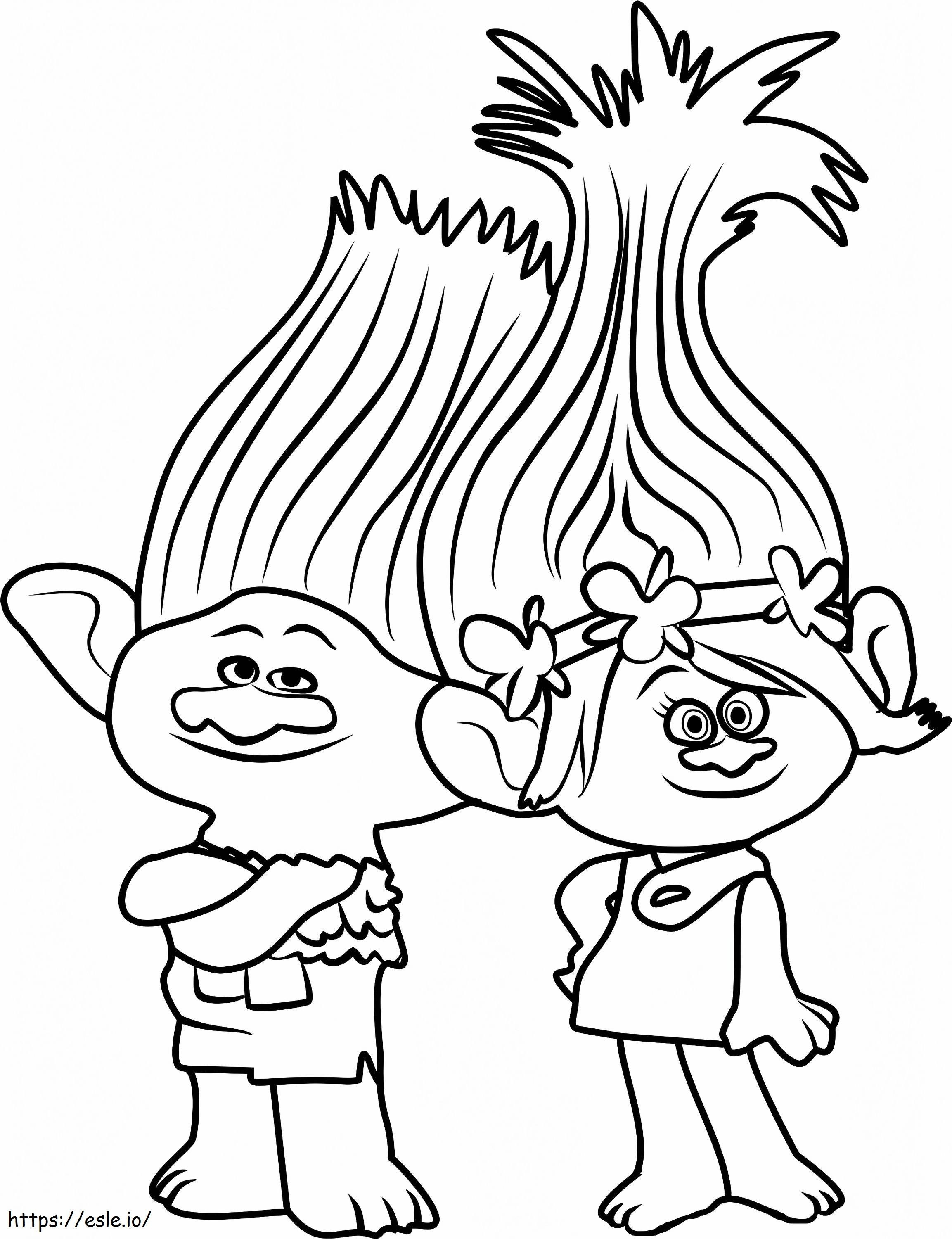 Branch And Princess Poppy A4 coloring page