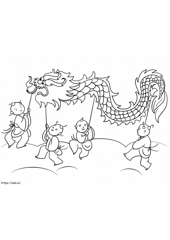 Capodanno cinese Danza del leone da colorare