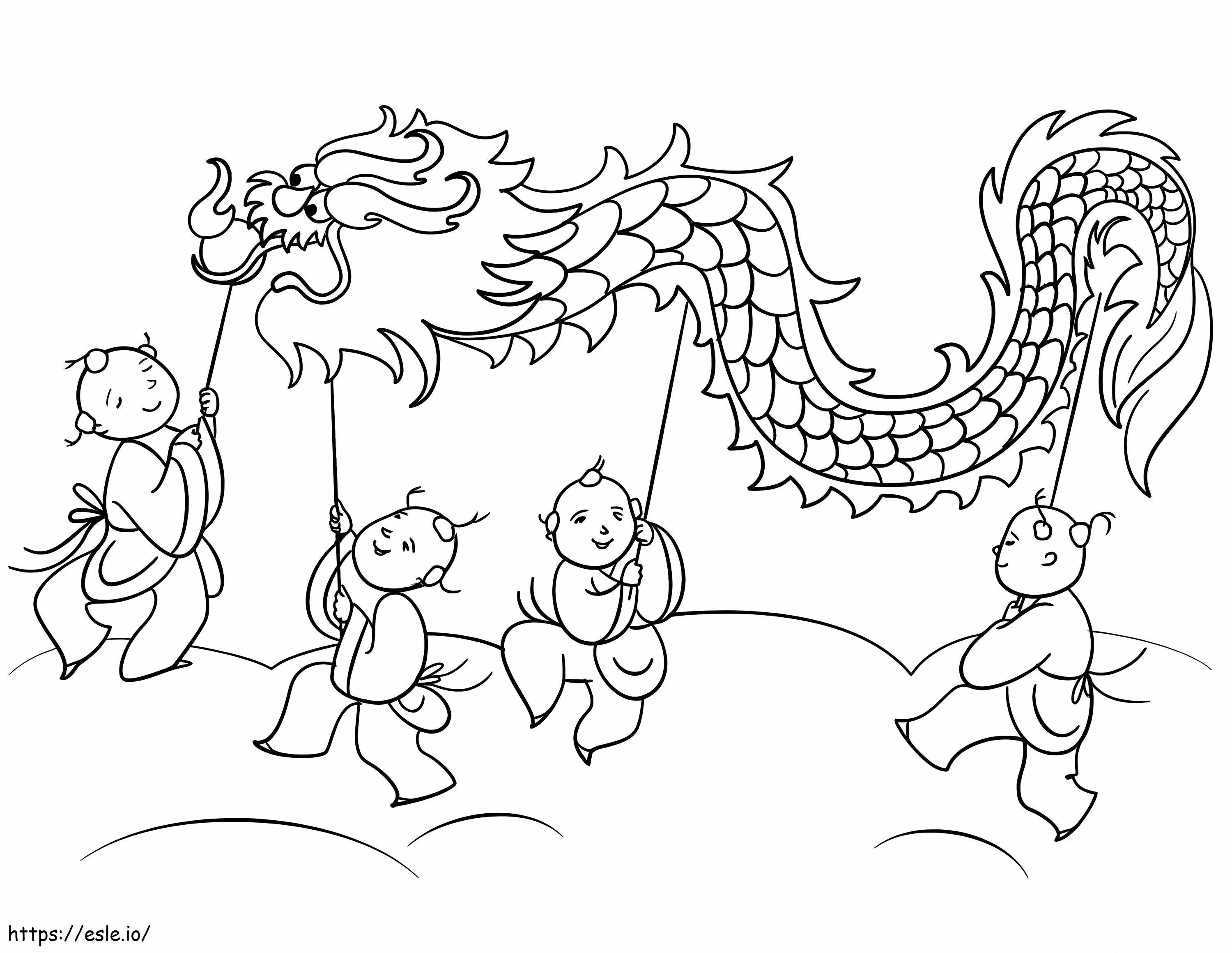 Chinese New Year Lion Dance coloring page