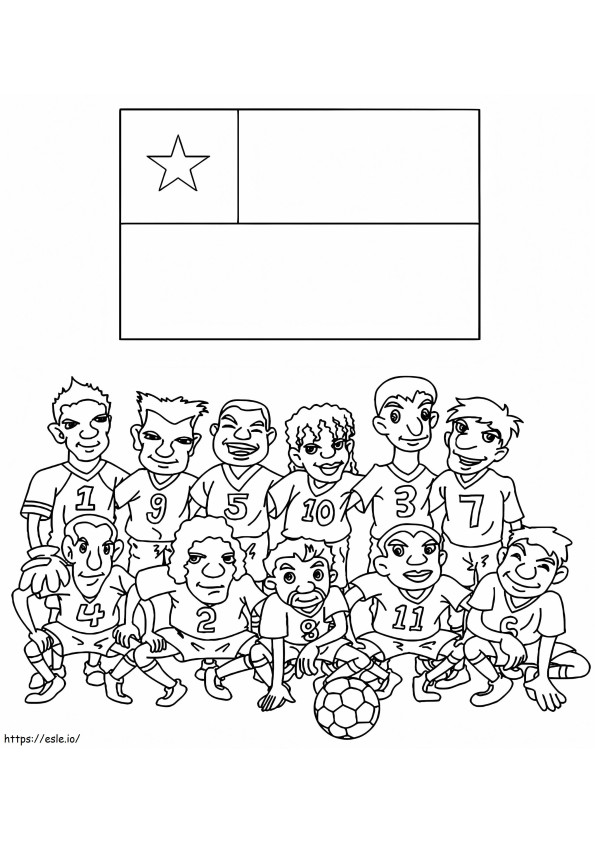 Coloriage Équipe de football du Chili à imprimer dessin