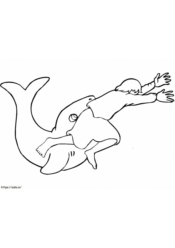 Verhaal van Jona en walvis kleurplaat
