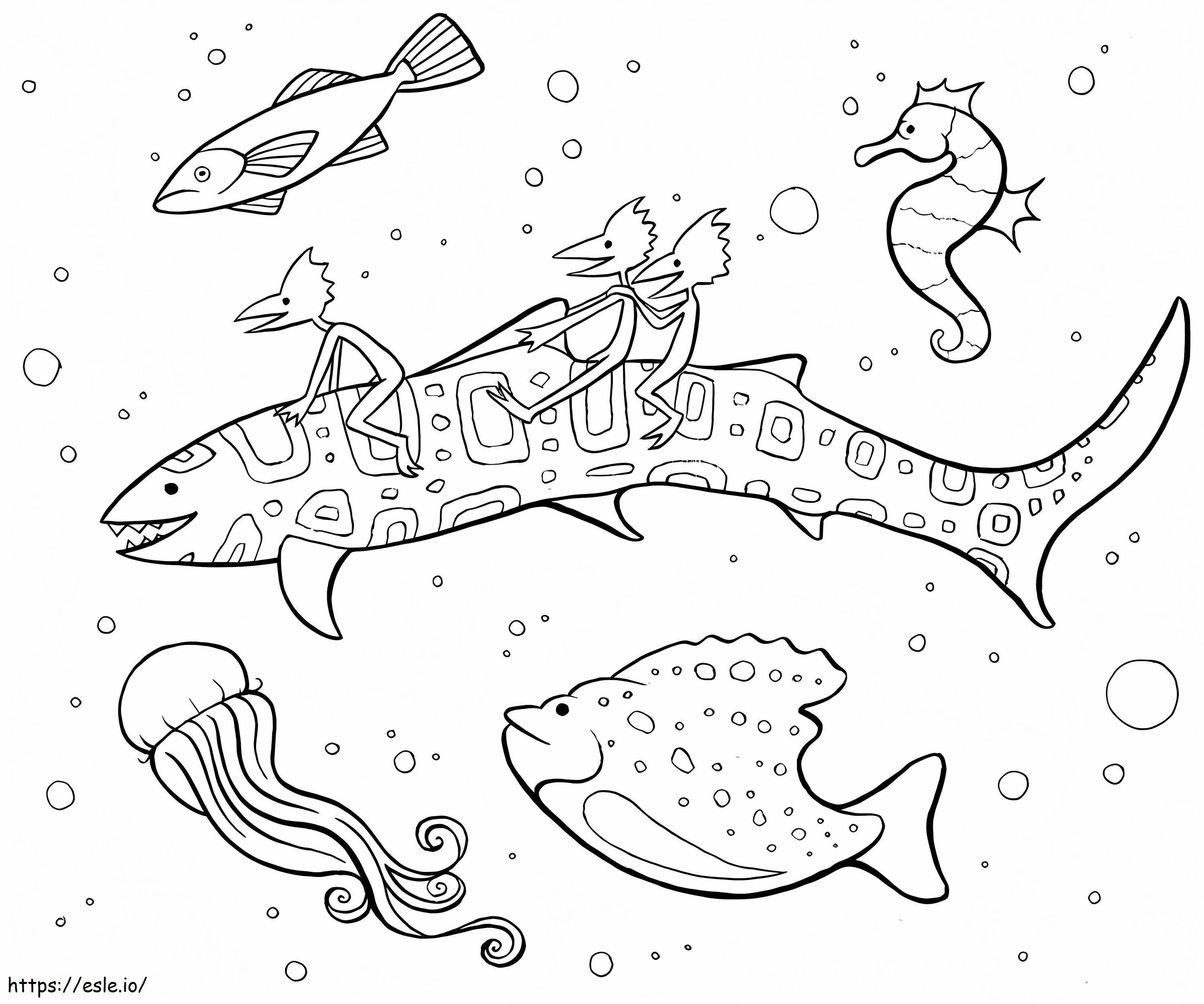 Ocean Animals Mindfulness coloring page