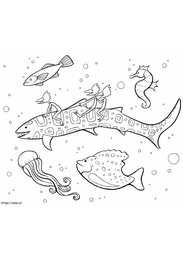 海洋動物のマインドフルネス ぬりえ - 塗り絵