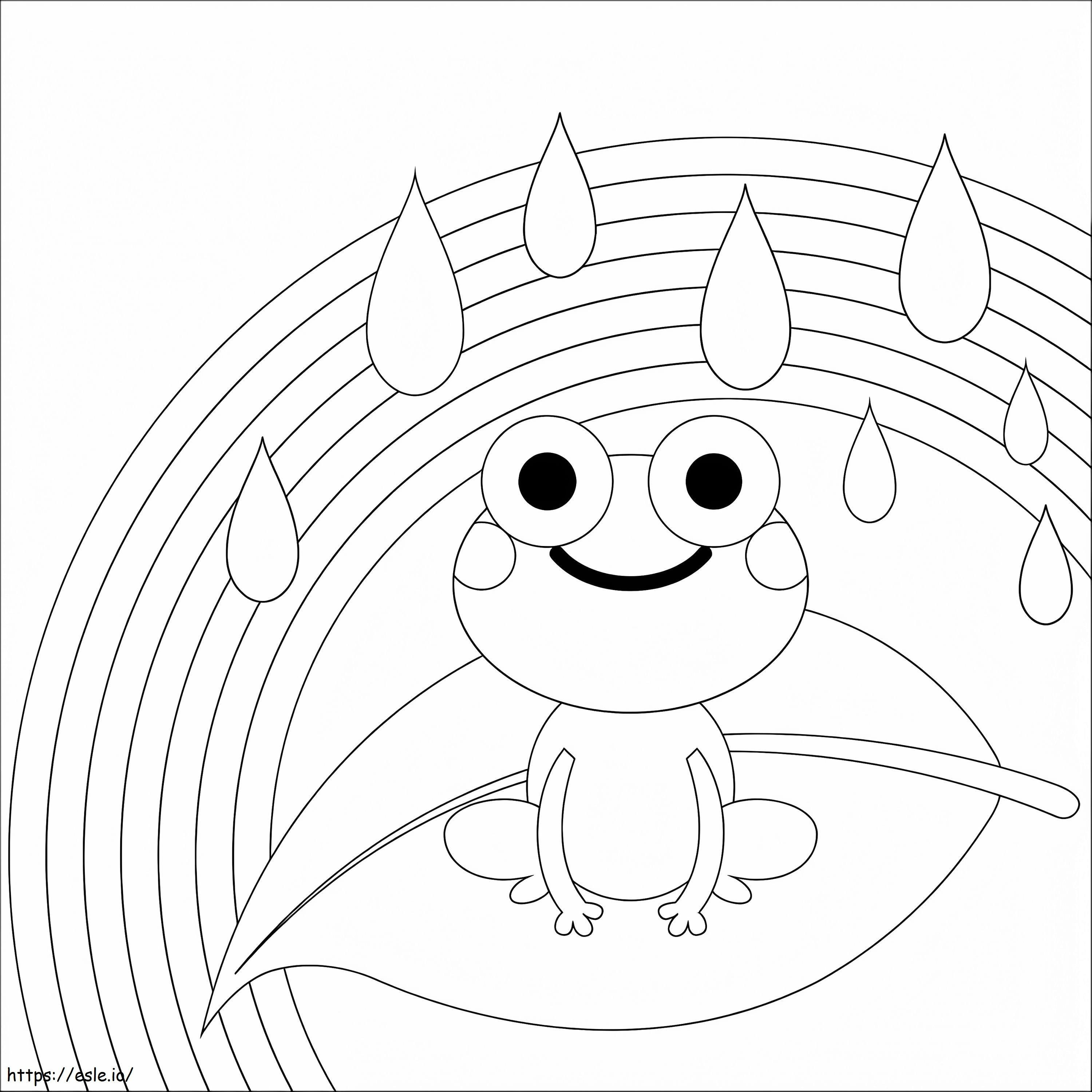 Frog And Rainbow coloring page