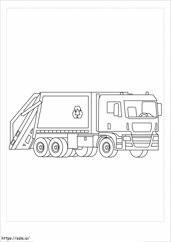 Jäteauto Takakuormaajalla värityskuva