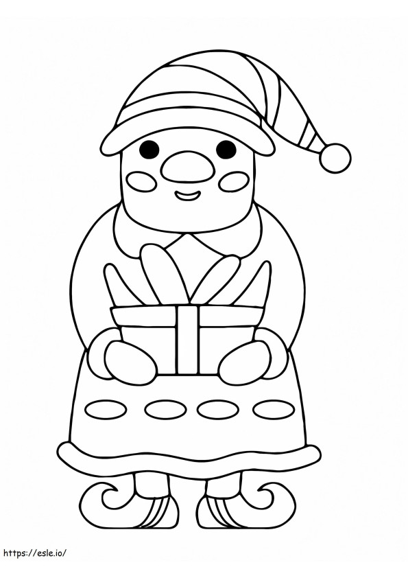 Coloriage Elfe de Noël souriant à imprimer dessin