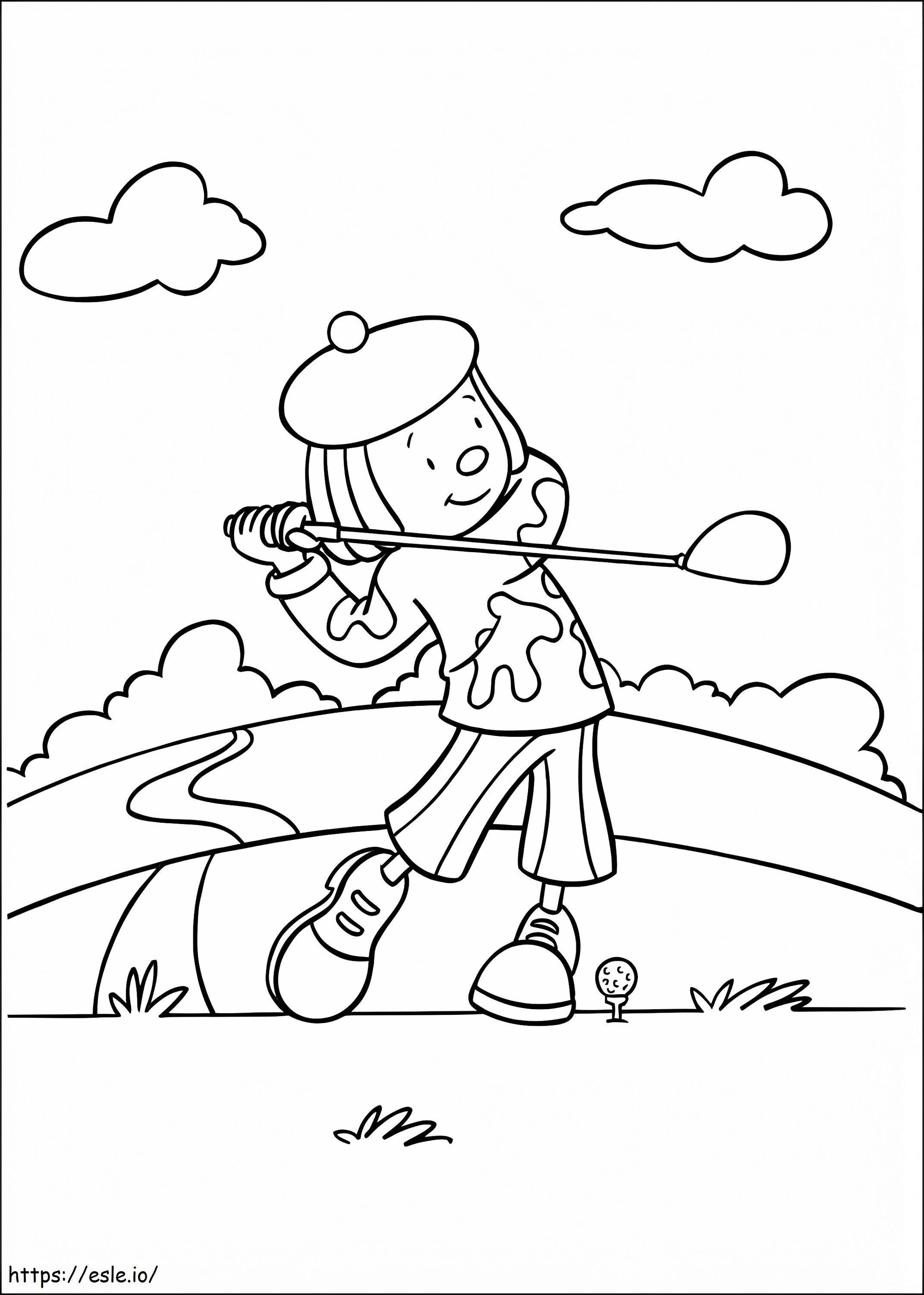 JoJo Tickle Playing Golf coloring page