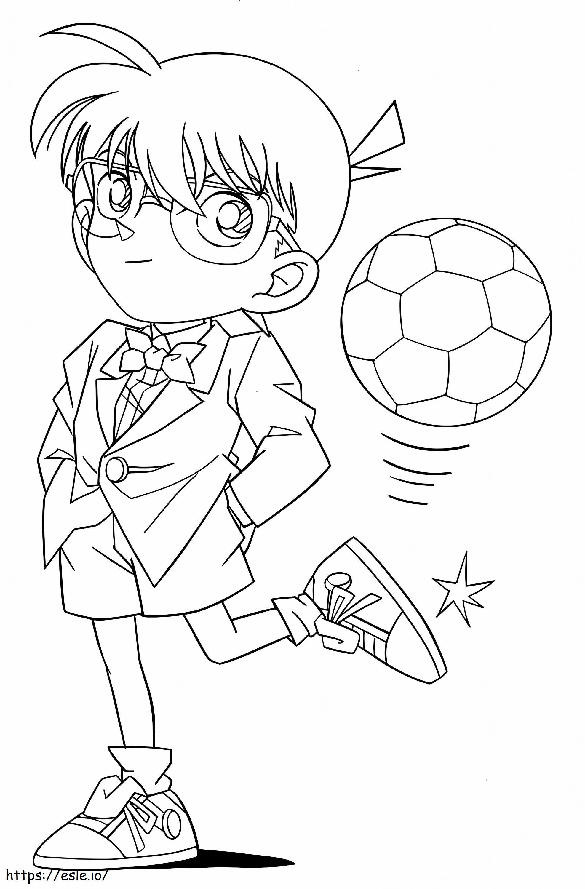 Conan Kicks A Soccer Ball coloring page