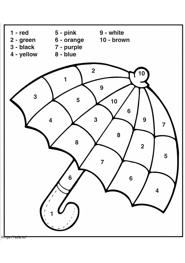 Colore dell'ombrello per numero da colorare