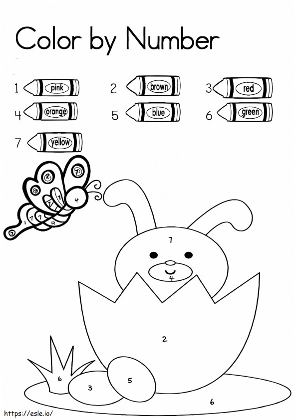 Easter Bunny In Egg Color By Number coloring page