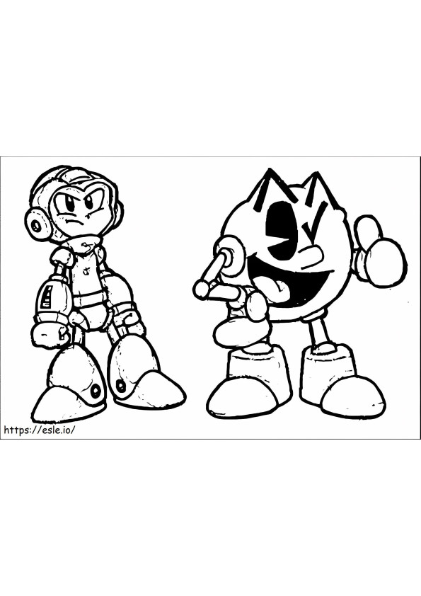 Pacman And Megaman coloring page