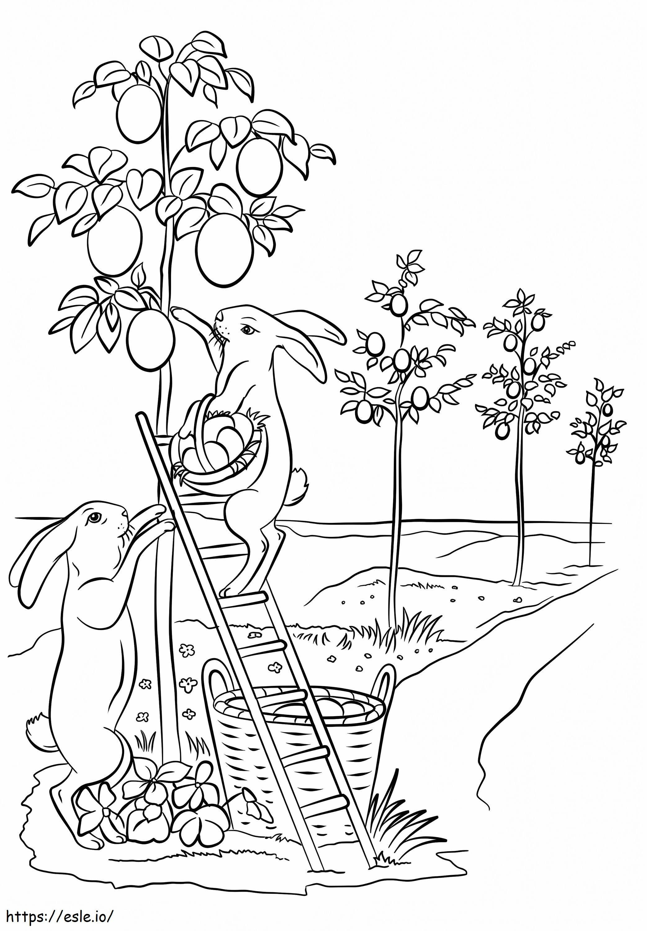 Pretty Easter Rabbits coloring page