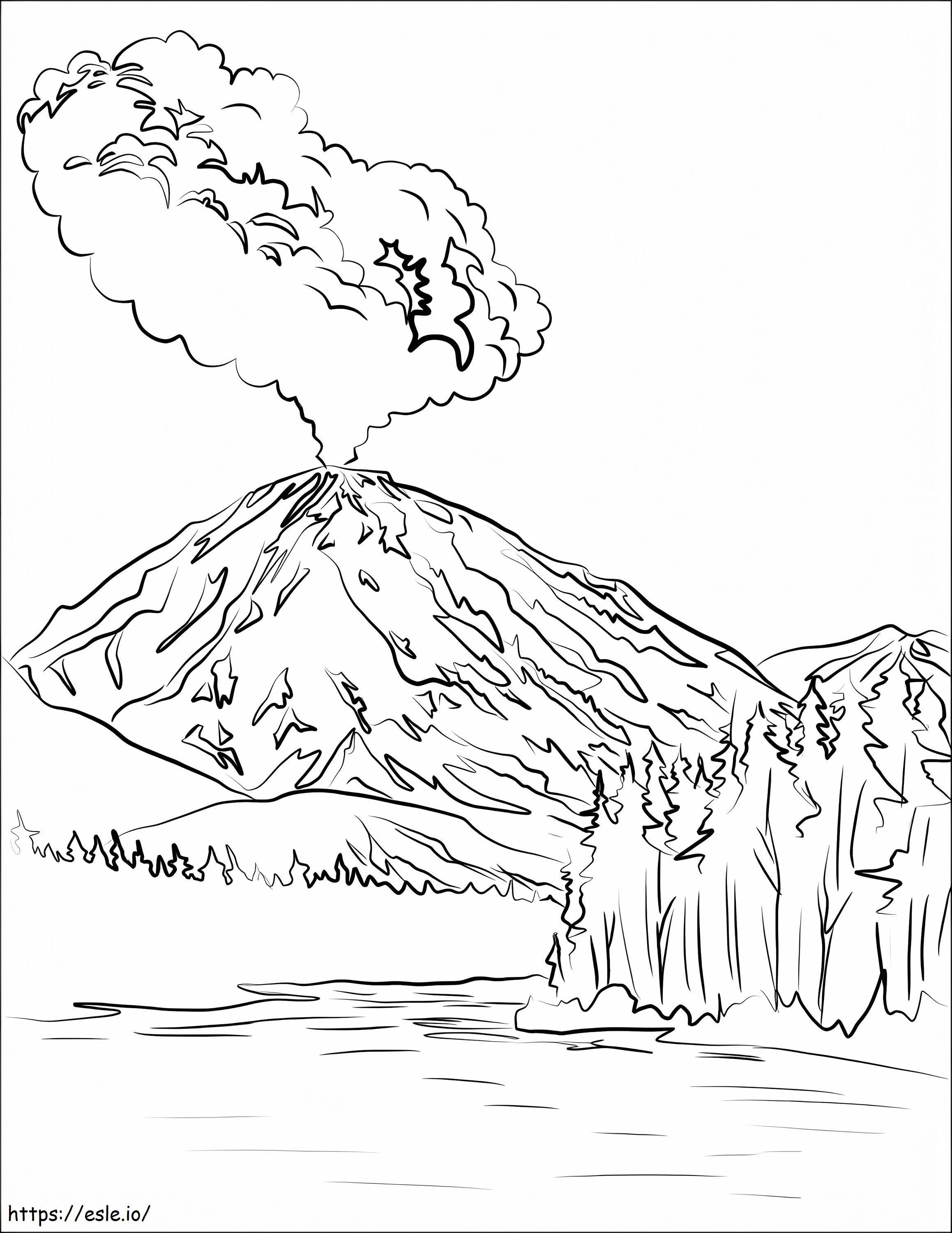Eruzione del vulcano Lassen Peak da colorare