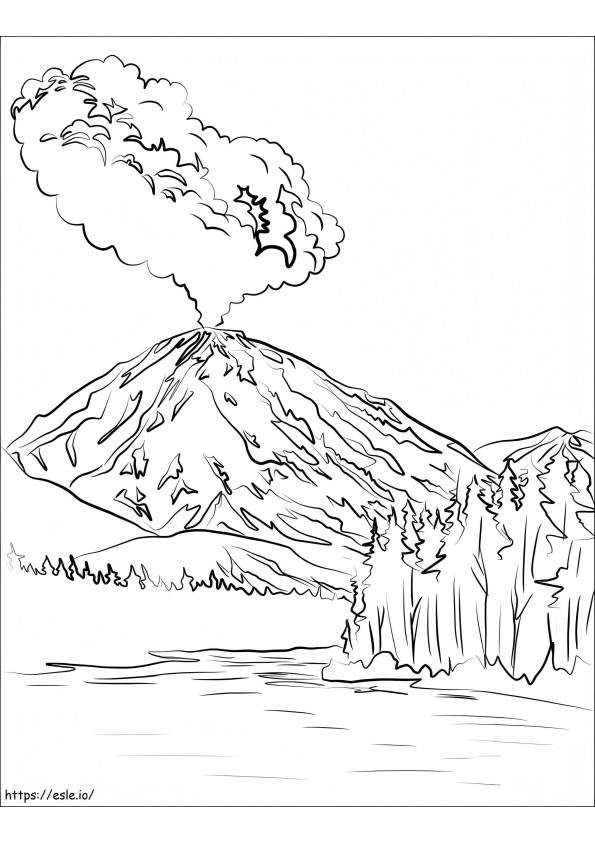 ラッセンピーク火山の噴火 ぬりえ - 塗り絵