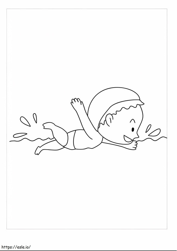 Children Swimming coloring page