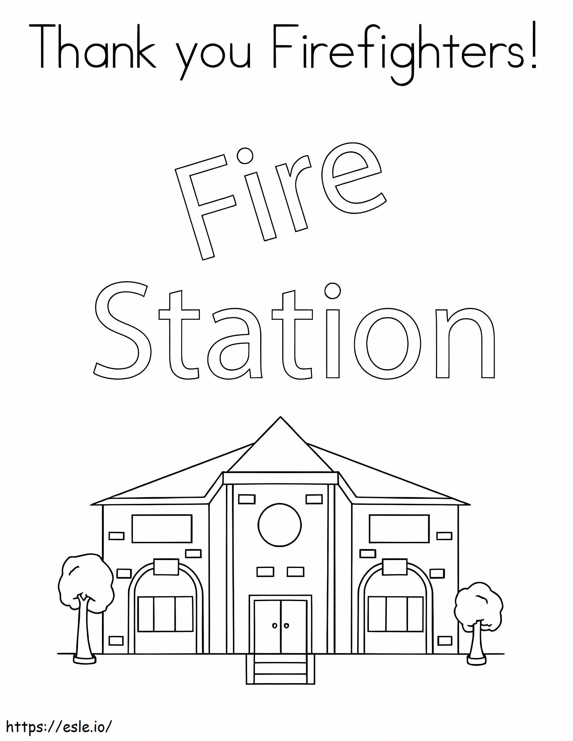 Coloriage Caserne de pompiers 2 à imprimer dessin