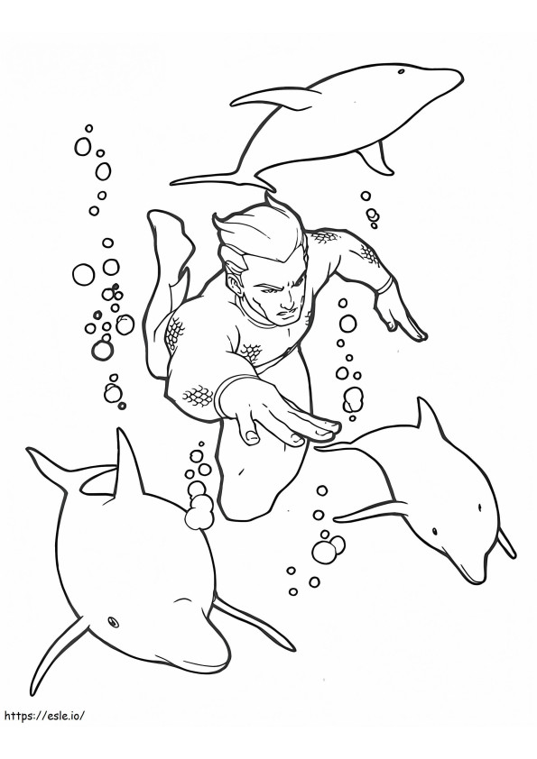 Aquaman dan Lumba-lumba Gambar Mewarnai