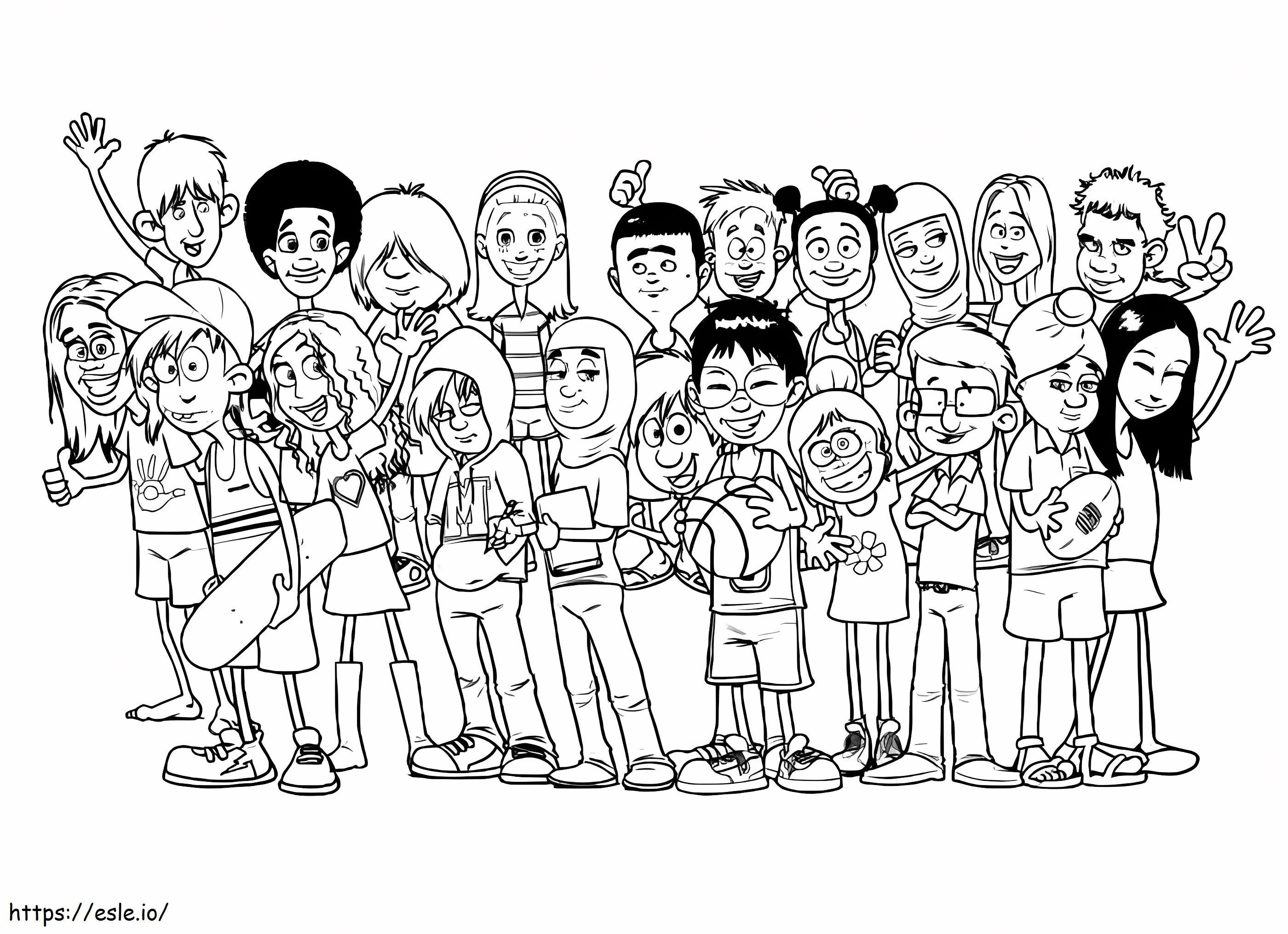 Students Diversity coloring page