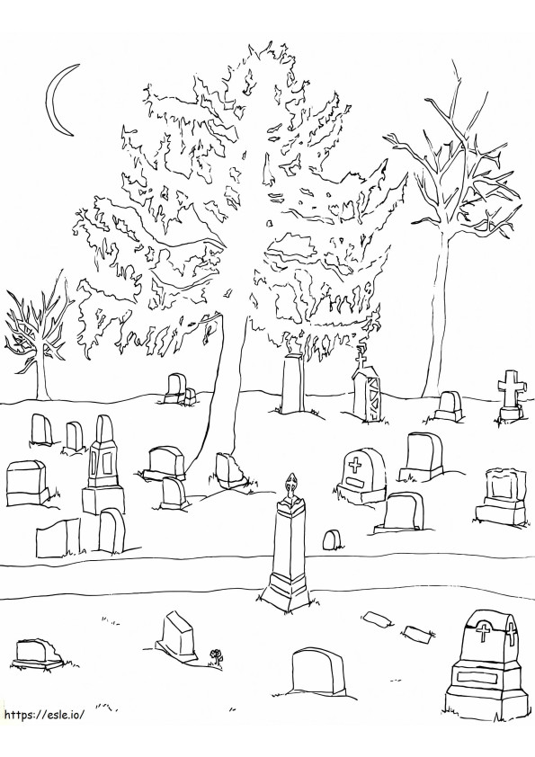 Autio hautausmaa värityskuva